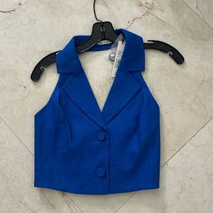 ALICE AND OLIVIA MERI CROPPED HALTER BLAZER TOP SIZE 0